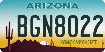 AZ license plate BGN8022