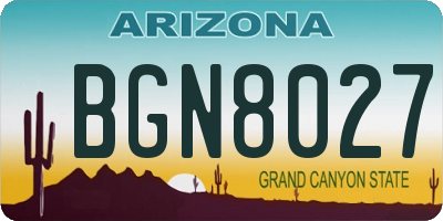 AZ license plate BGN8027