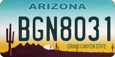 AZ license plate BGN8031