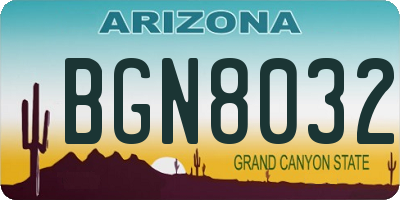 AZ license plate BGN8032