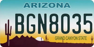 AZ license plate BGN8035