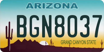 AZ license plate BGN8037