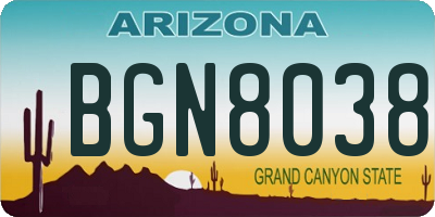 AZ license plate BGN8038