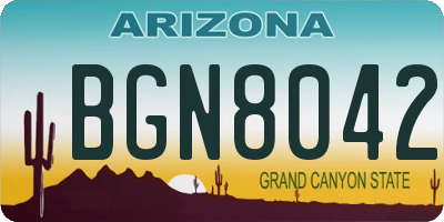 AZ license plate BGN8042