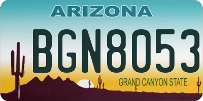 AZ license plate BGN8053