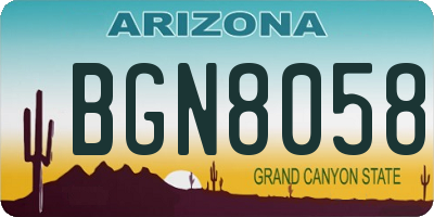 AZ license plate BGN8058