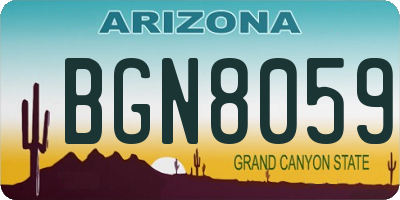 AZ license plate BGN8059