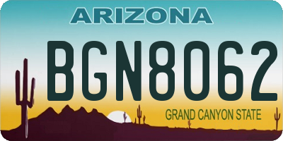 AZ license plate BGN8062
