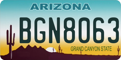 AZ license plate BGN8063