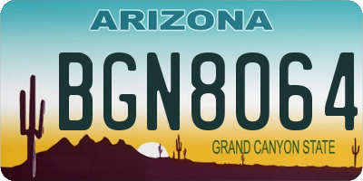 AZ license plate BGN8064