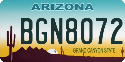 AZ license plate BGN8072