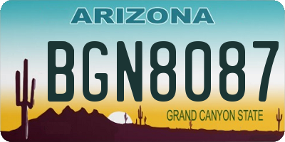AZ license plate BGN8087
