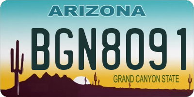 AZ license plate BGN8091