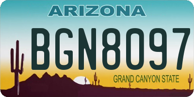 AZ license plate BGN8097
