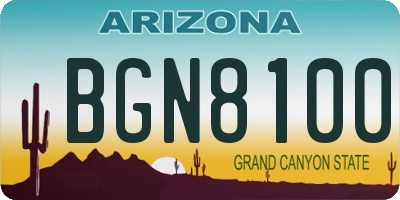 AZ license plate BGN8100