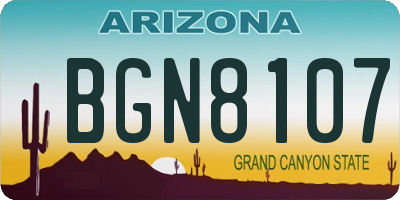 AZ license plate BGN8107