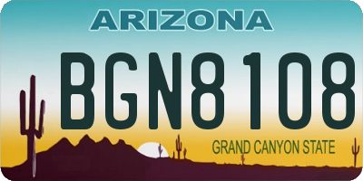 AZ license plate BGN8108