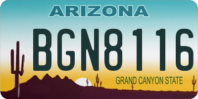 AZ license plate BGN8116