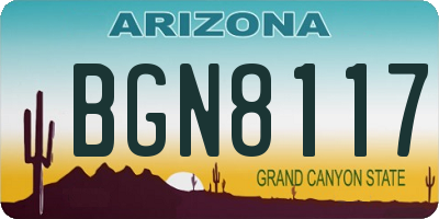 AZ license plate BGN8117