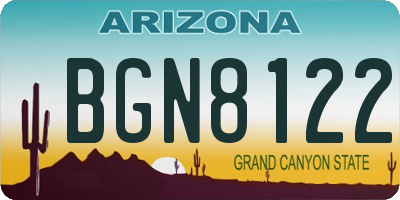 AZ license plate BGN8122