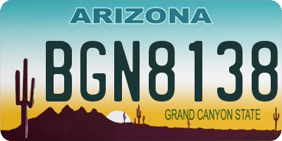 AZ license plate BGN8138