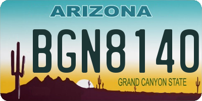 AZ license plate BGN8140