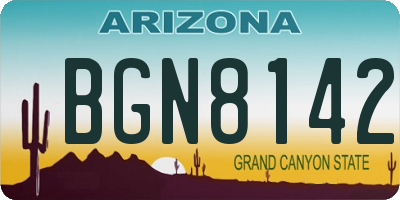 AZ license plate BGN8142