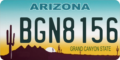 AZ license plate BGN8156