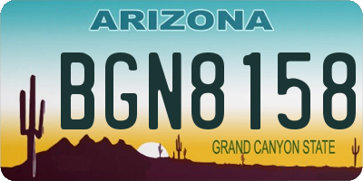 AZ license plate BGN8158