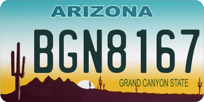 AZ license plate BGN8167