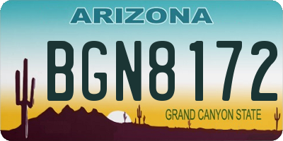 AZ license plate BGN8172