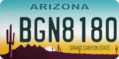 AZ license plate BGN8180