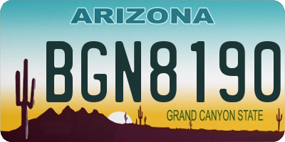 AZ license plate BGN8190