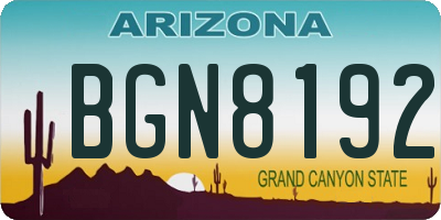 AZ license plate BGN8192