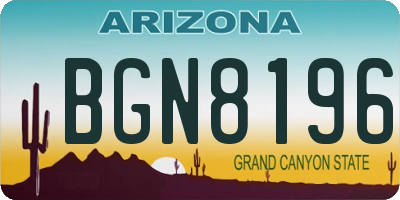 AZ license plate BGN8196