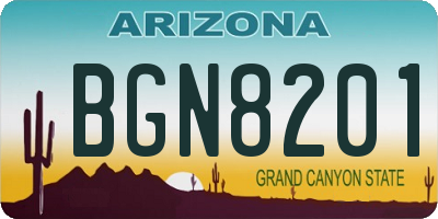 AZ license plate BGN8201