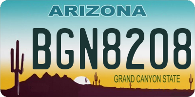 AZ license plate BGN8208