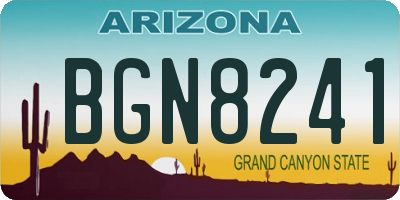 AZ license plate BGN8241
