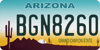 AZ license plate BGN8260