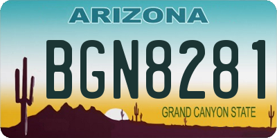 AZ license plate BGN8281