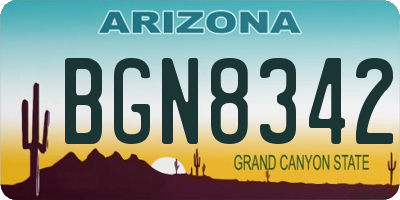 AZ license plate BGN8342