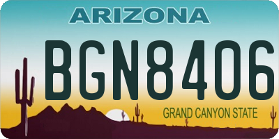 AZ license plate BGN8406