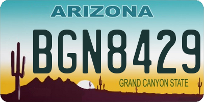 AZ license plate BGN8429
