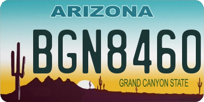 AZ license plate BGN8460