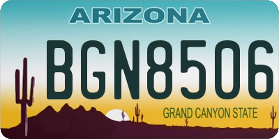 AZ license plate BGN8506