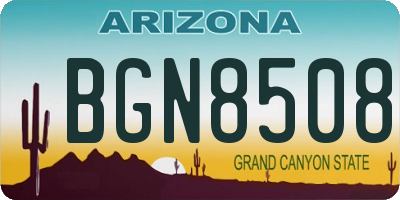 AZ license plate BGN8508