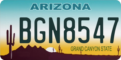 AZ license plate BGN8547