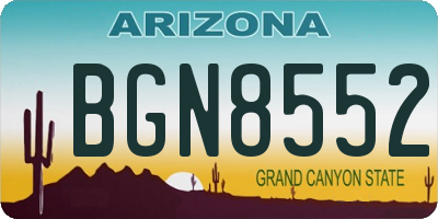 AZ license plate BGN8552