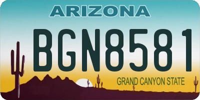 AZ license plate BGN8581