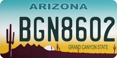 AZ license plate BGN8602